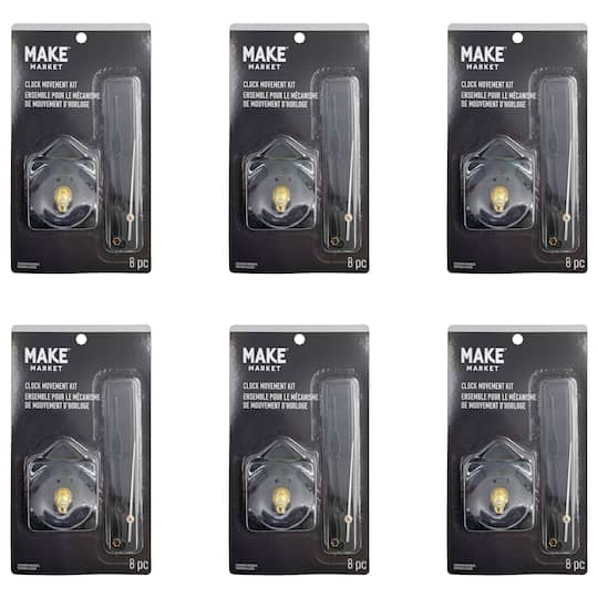 6 Pack: 3/4" Clock Movement Kit with Black Hands by Make Market®
